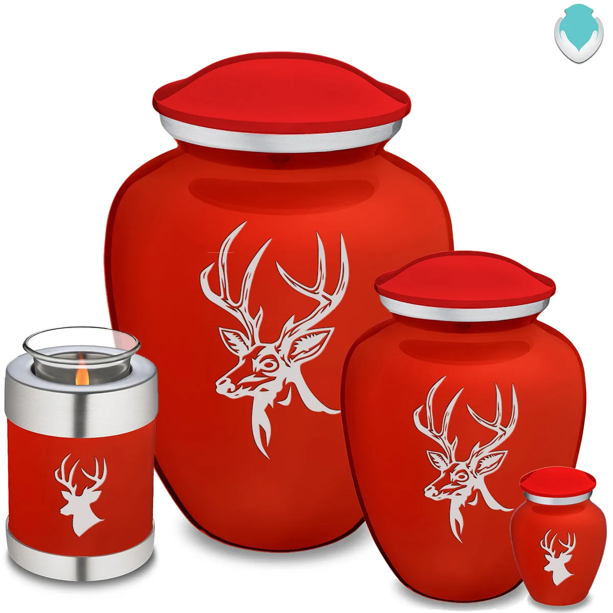 Medium Embrace Bright Red Deer Cremation Urn