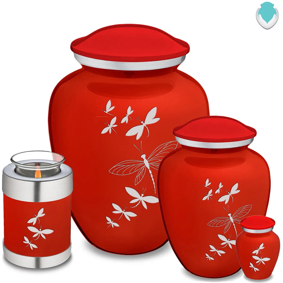 Medium Embrace Bright Red Dragonflies Cremation Urn