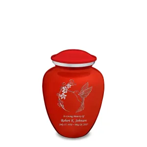 Medium Embrace Bright Red Hummingbird Cremation Urn
