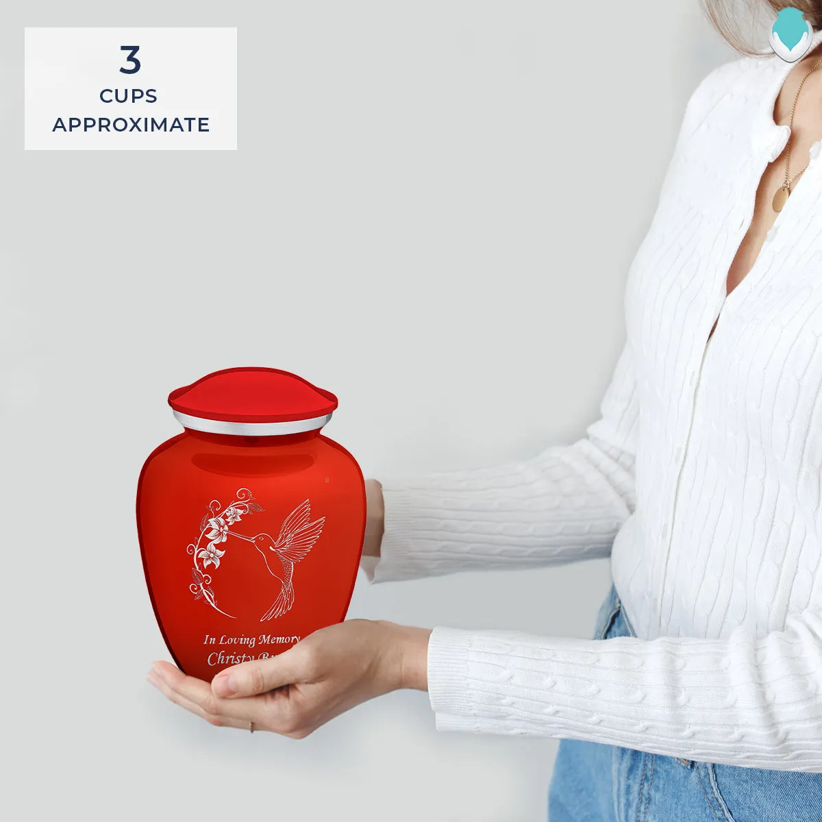 Medium Embrace Bright Red Hummingbird Cremation Urn