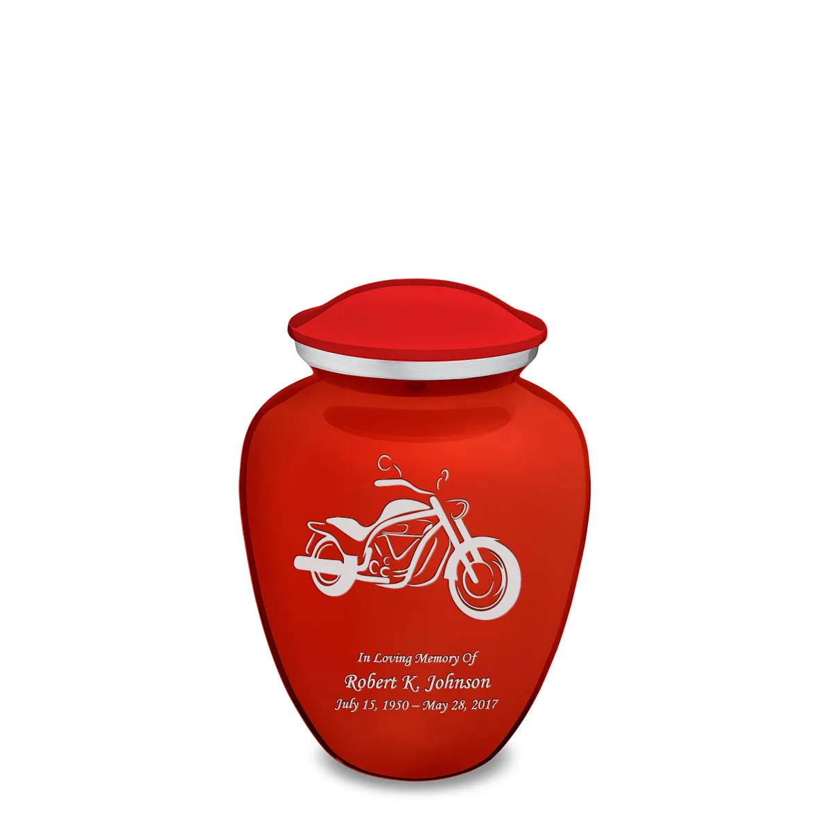 Medium Embrace Bright Red Motorcycle Cremation Urn