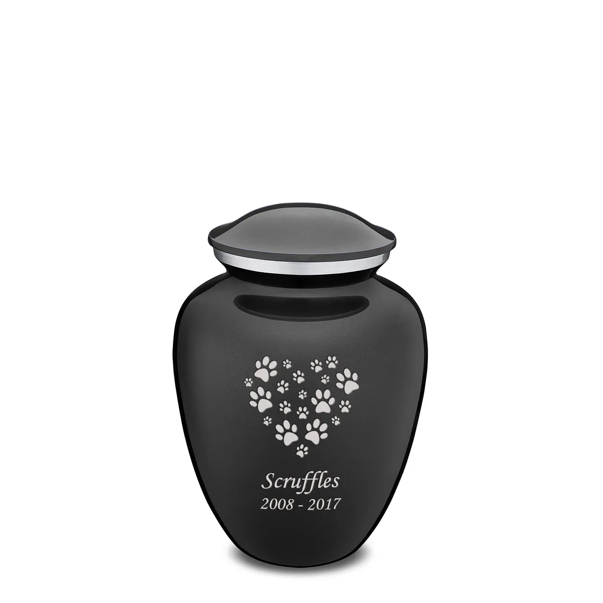 Medium Embrace Charcoal Heart Paws Pet Cremation Urn
