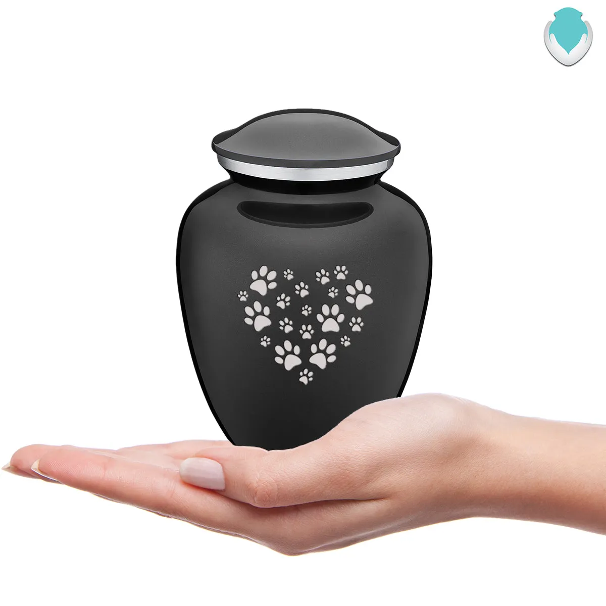 Medium Embrace Charcoal Heart Paws Pet Cremation Urn