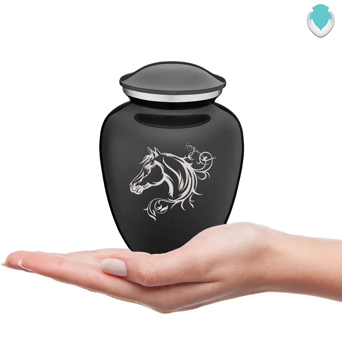Medium Embrace Charcoal Horse Cremation Urn