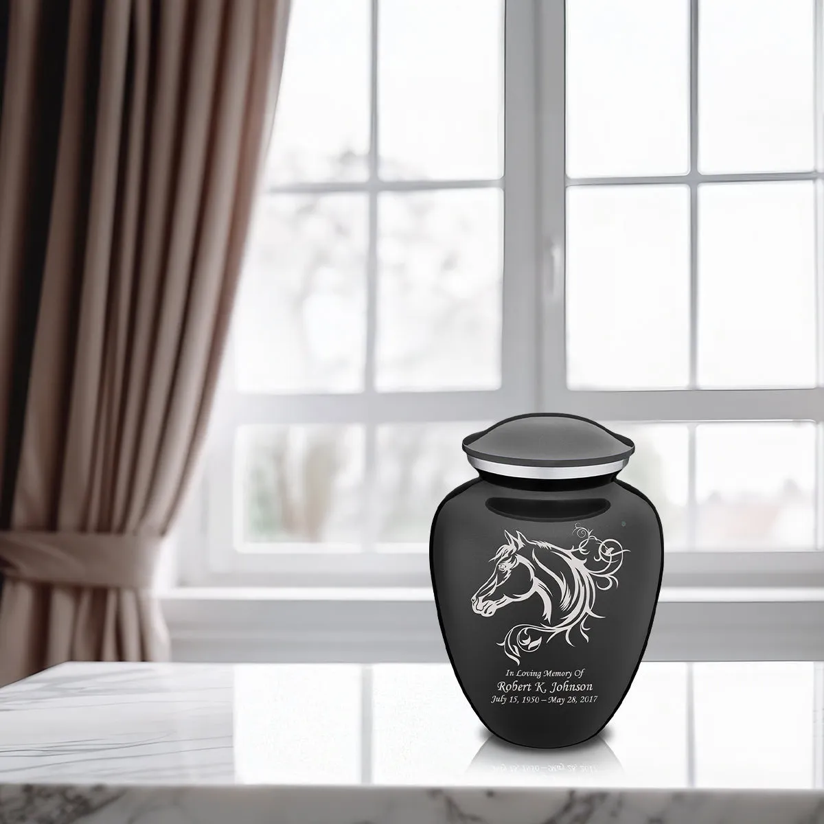 Medium Embrace Charcoal Horse Cremation Urn