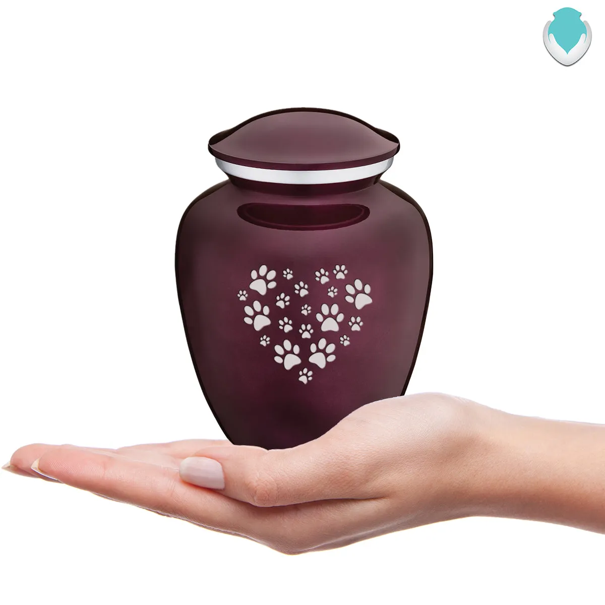 Medium Embrace Cherry Purple Heart Paws Pet Cremation Urn