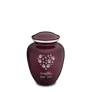 Medium Embrace Cherry Purple Heart Paws Pet Cremation Urn
