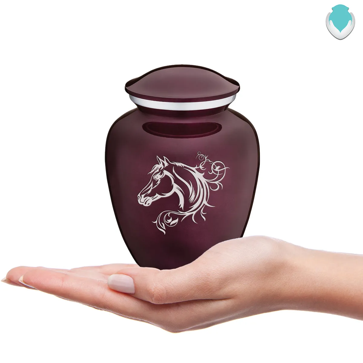Medium Embrace Cherry Purple Horse Cremation Urn