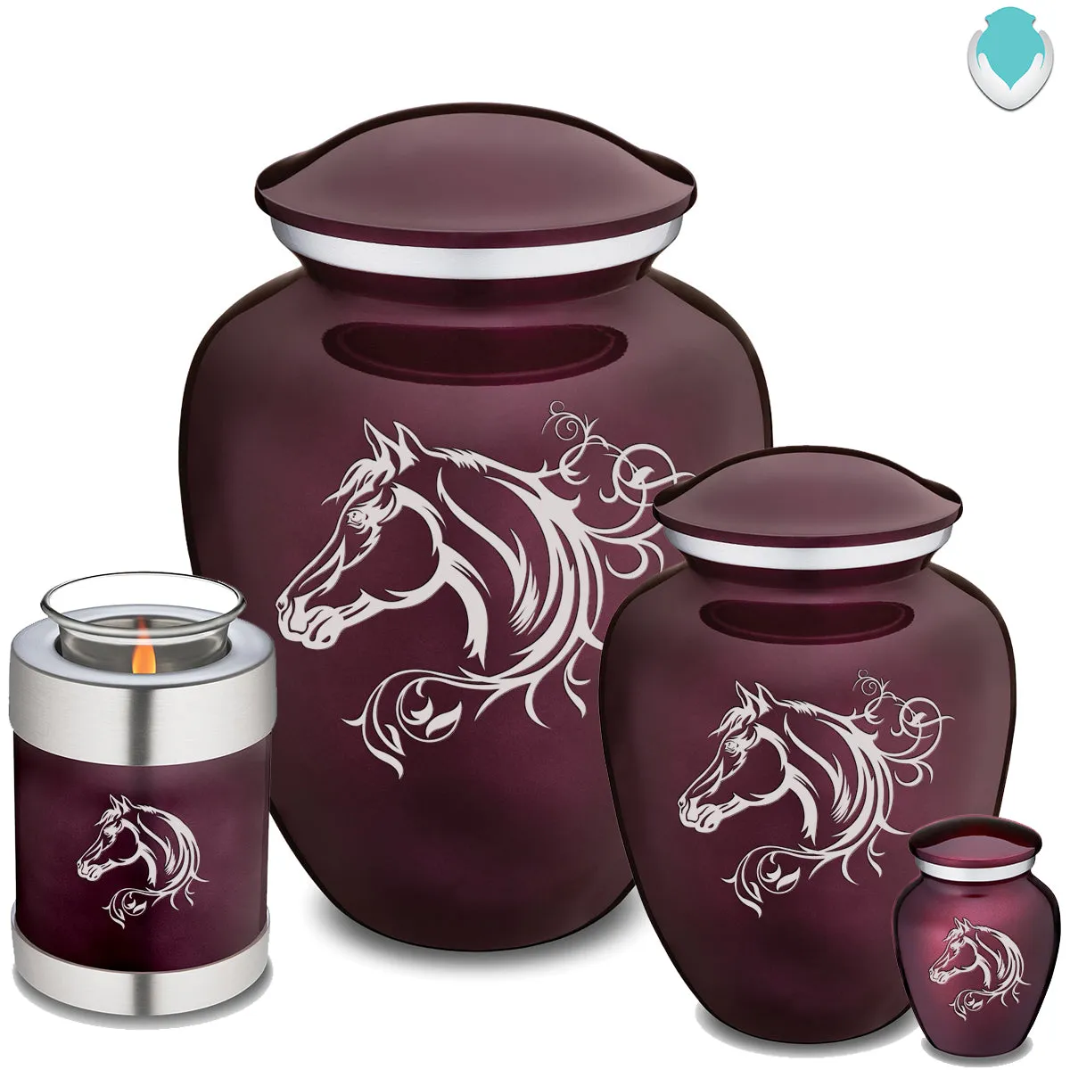 Medium Embrace Cherry Purple Horse Cremation Urn