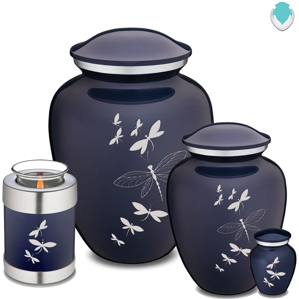 Medium Embrace Cobalt Blue Dragonflies Cremation Urn