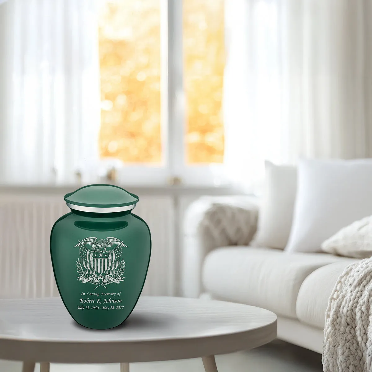 Medium Embrace Green American Glory Cremation Urn