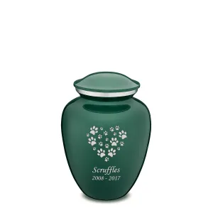 Medium Embrace Green Heart Paws Pet Cremation Urn