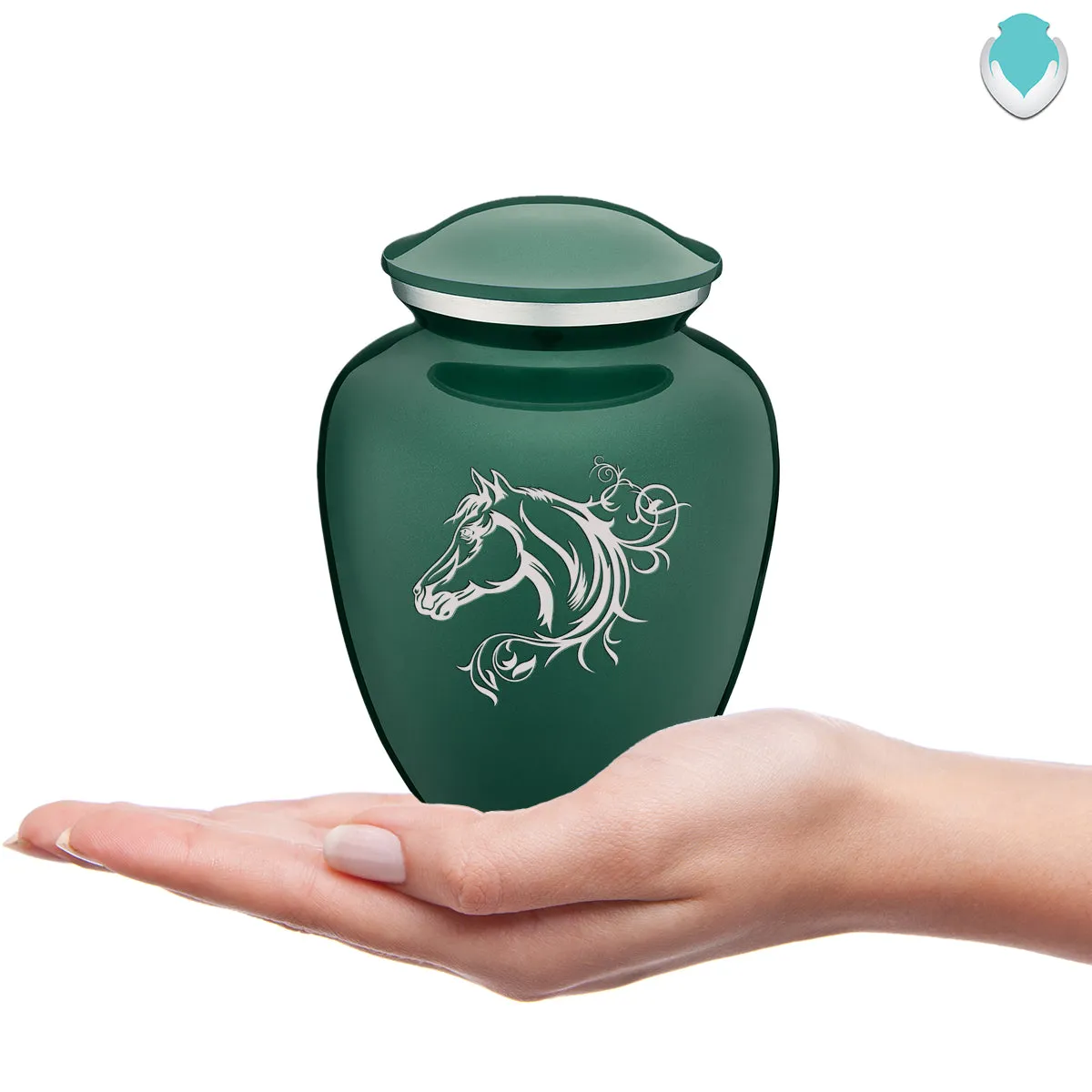 Medium Embrace Green Horse Cremation Urn