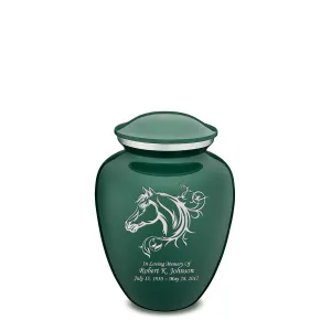 Medium Embrace Green Horse Cremation Urn
