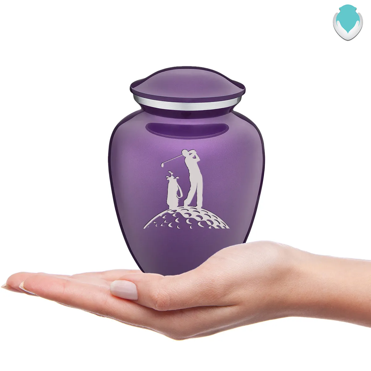 Medium Embrace Purple Golfer Cremation Urn