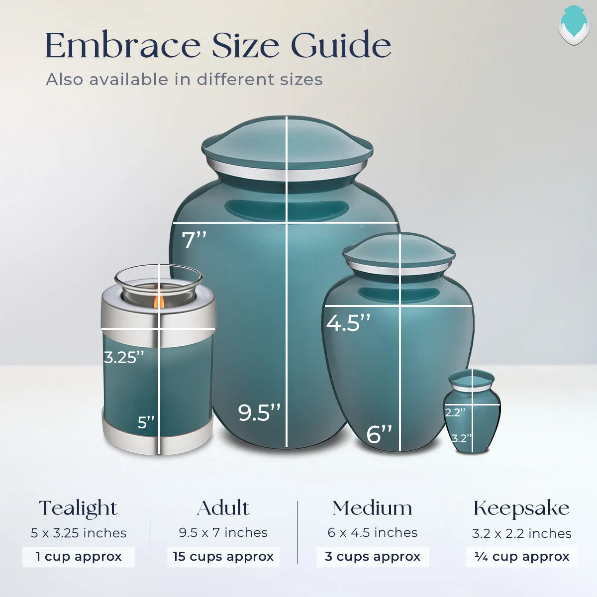 Medium Embrace Teal Hummingbird Cremation Urn