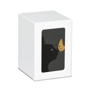 MEDIUM PY06 -White- Black Cat with Butterfly