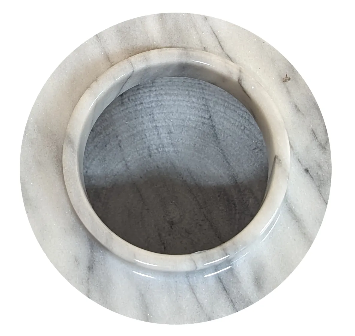 Medium Round Natural Marble Pet Urn in White