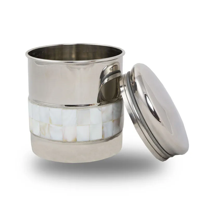 Metal Pet Cremation Urn With Mother of Pearl