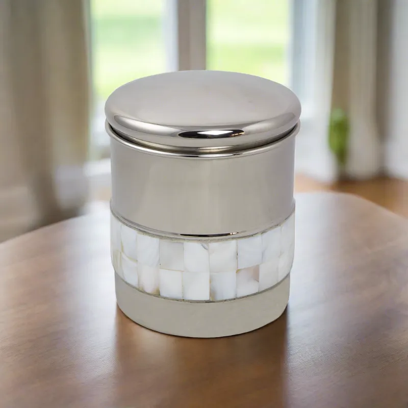 Metal Pet Cremation Urn With Mother of Pearl