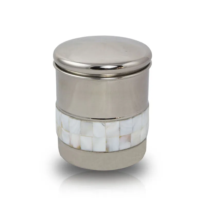 Metal Pet Cremation Urn With Mother of Pearl