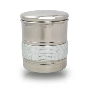 Metal Pet Cremation Urn With Silver Sparkle