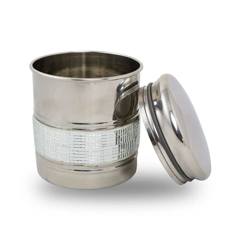 Metal Pet Cremation Urn With Silver Sparkle