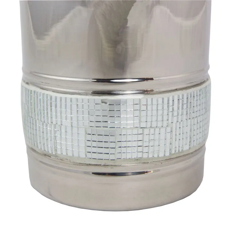 Metal Pet Cremation Urn With Silver Sparkle