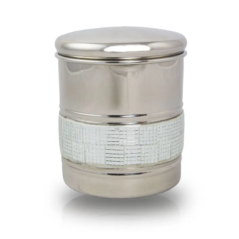 Metal Pet Cremation Urn With Silver Sparkle