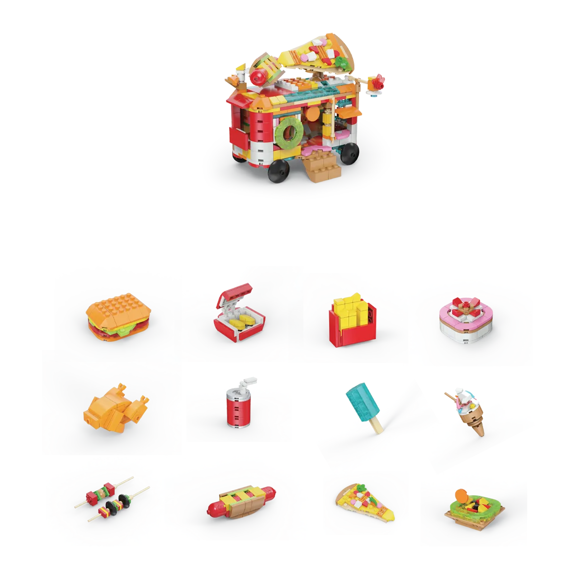 Micro Block Fast Food Set - 12 Pieces Per Retail Ready Display 24705