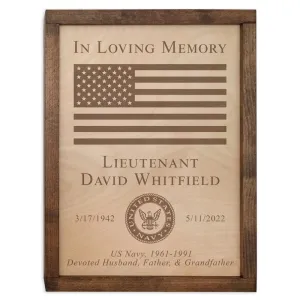 Military Memorial Wall Mounted Wood Cremation Urn Plaque