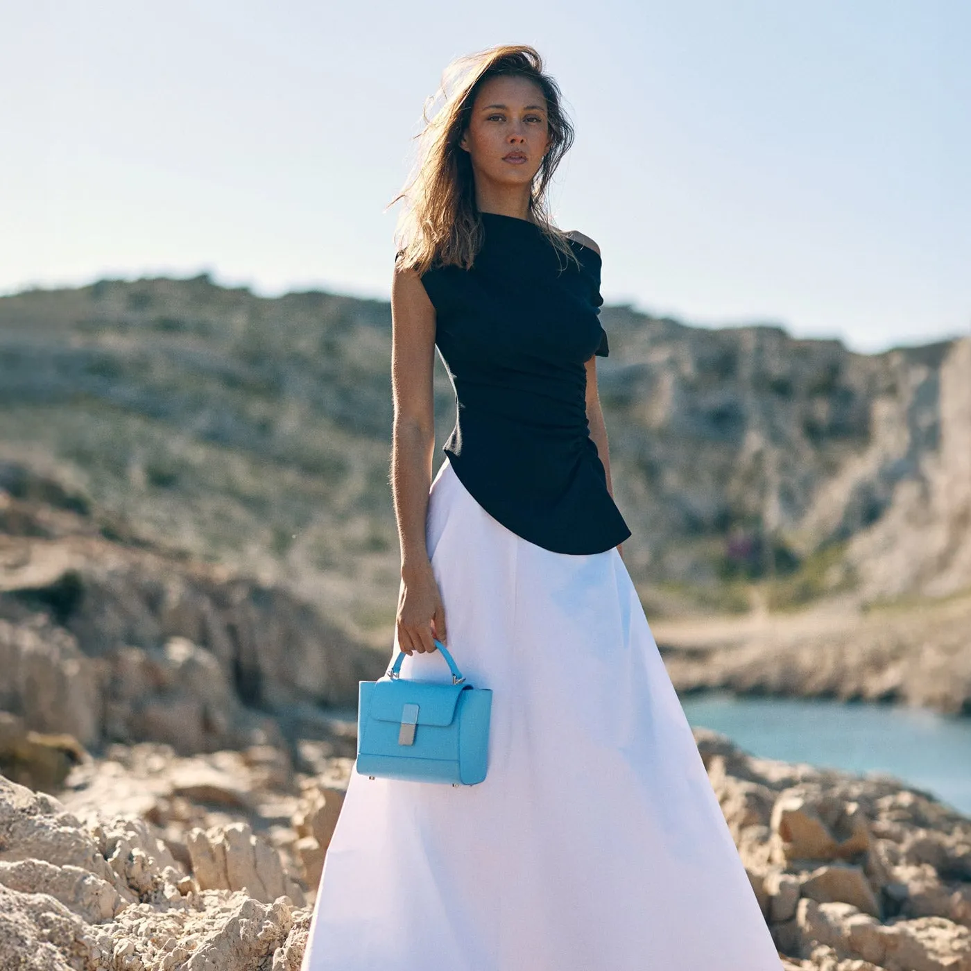 Mini Marly Silver Edition - Cuir Box Bleu Clair