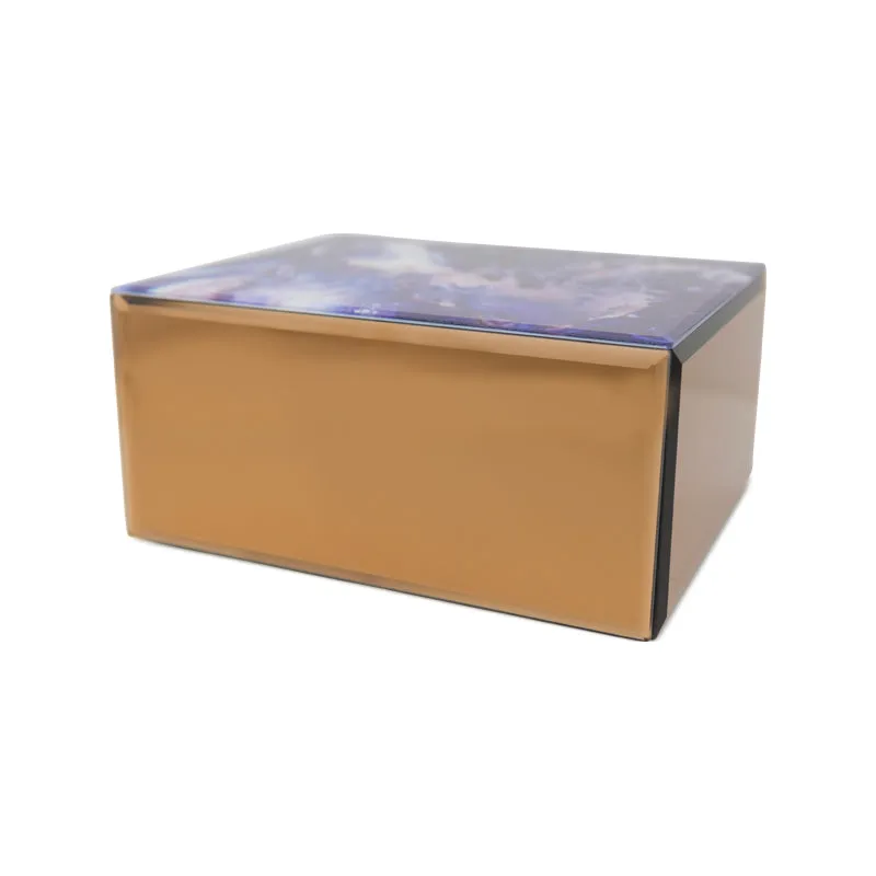Modern Blue Galaxy Glass Cremation Box In Large