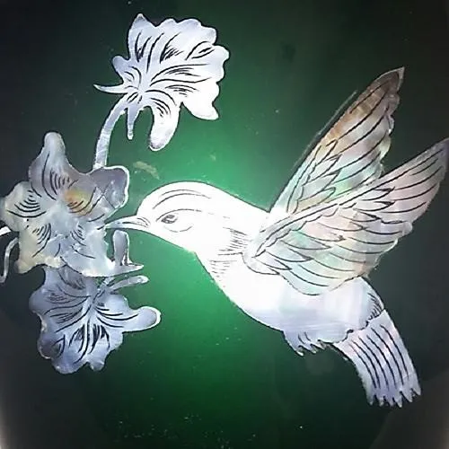 MOP Hummingbird on Green | Mother of Pearl Cremation Urn | Ash urn for Mom