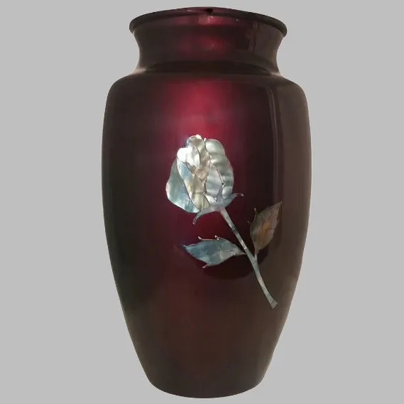 Mother of Pearl Burgundy Rose, Cremation Urn