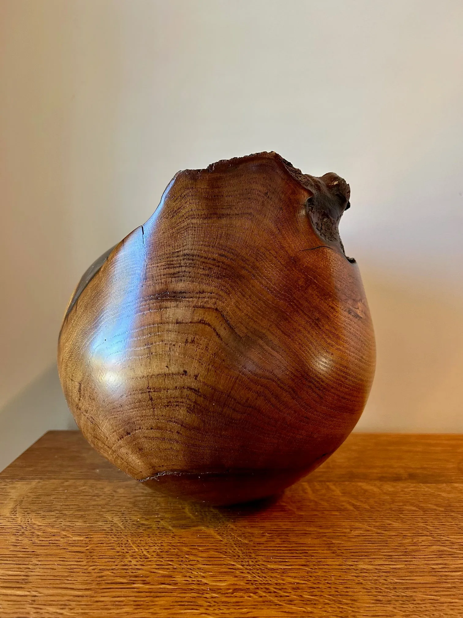 Mulberry Burl Wood Turned Urn with Metallic Epoxy 51