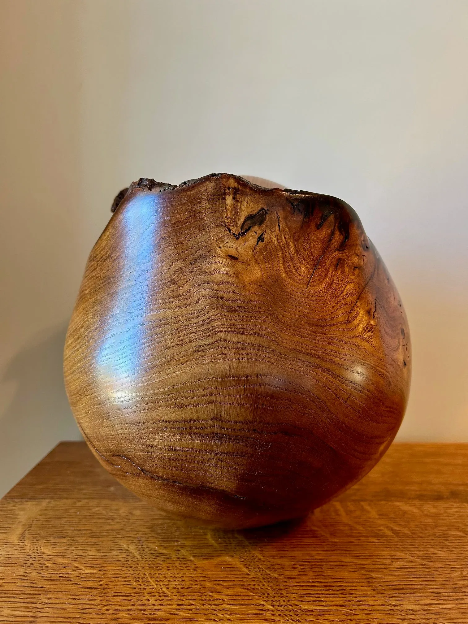 Mulberry Burl Wood Turned Urn with Metallic Epoxy 51