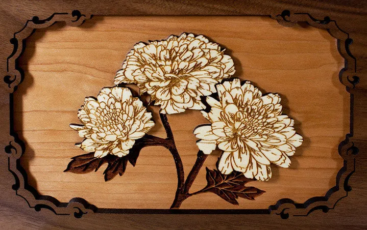 Mums Astoria Cremation Urn with Wood Inlay Art