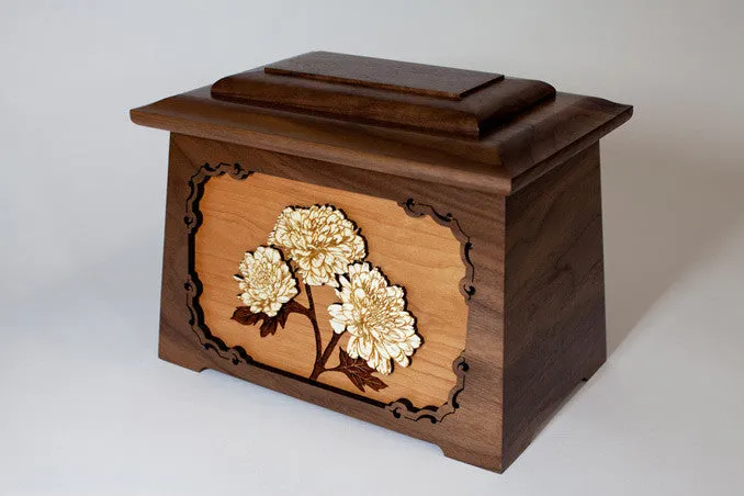 Mums Astoria Cremation Urn with Wood Inlay Art