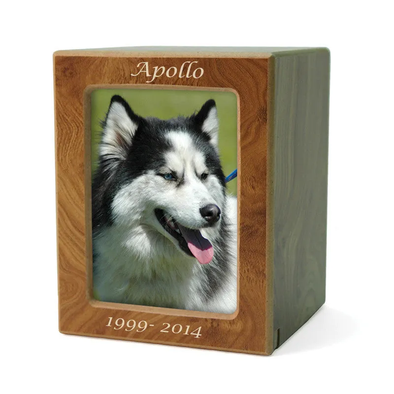 Natural MDF Pet Photo Urn in Medium