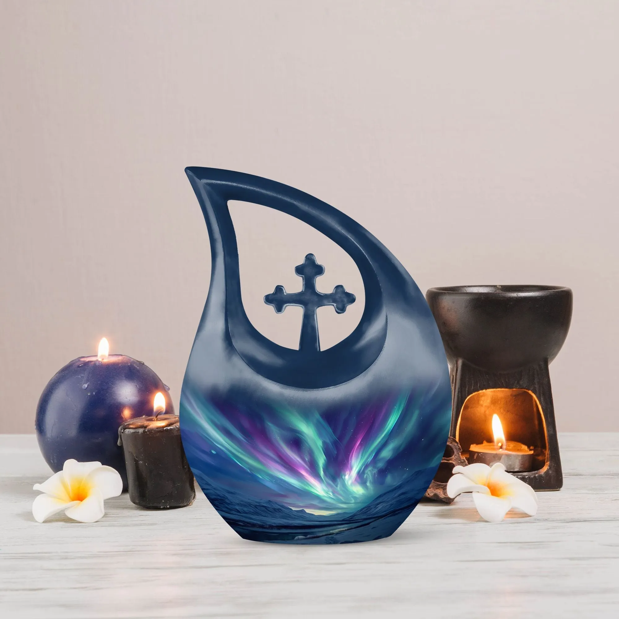 Northern Lights Tribute - Medium Size Memorial Cremation Urn
