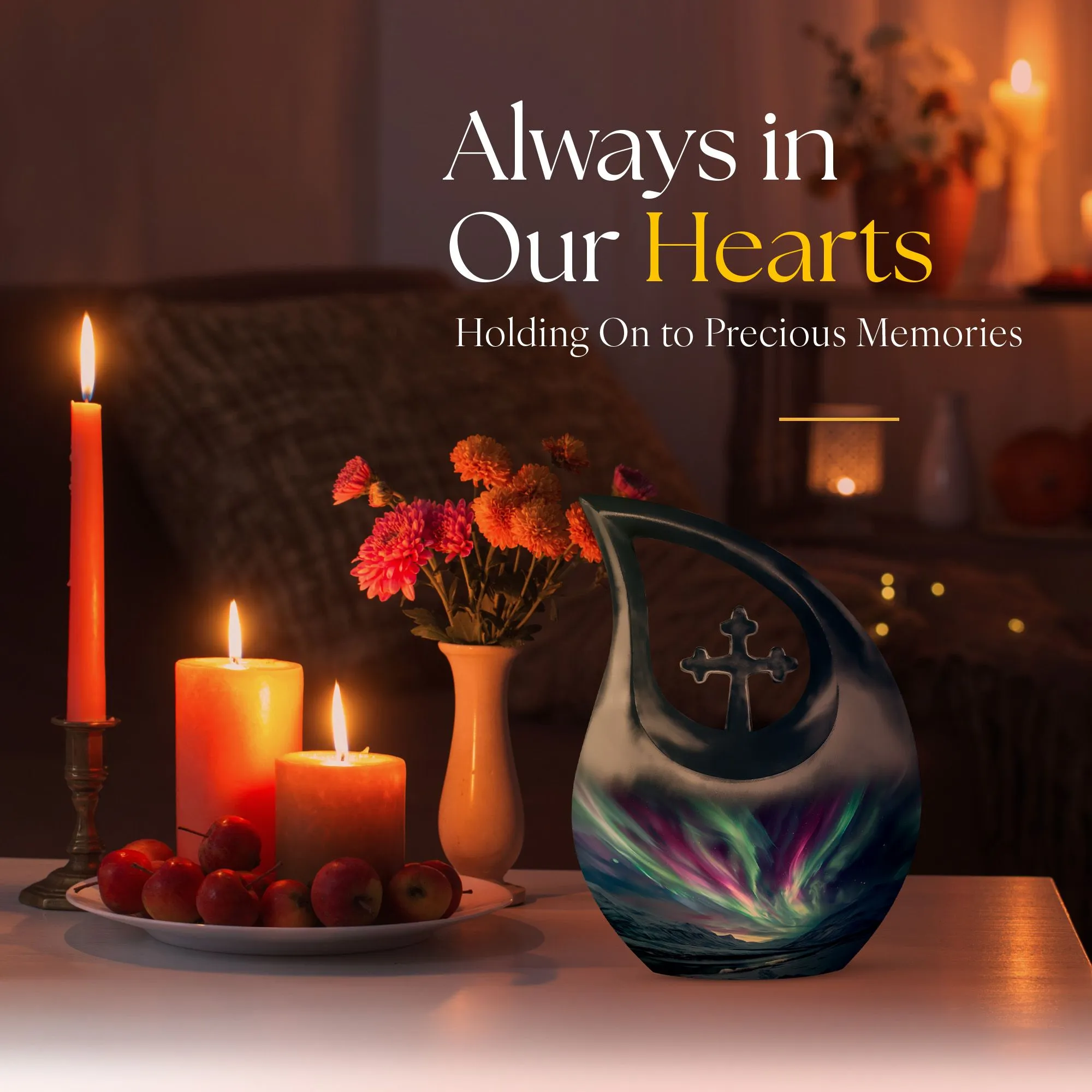 Northern Lights Tribute - Medium Size Memorial Cremation Urn