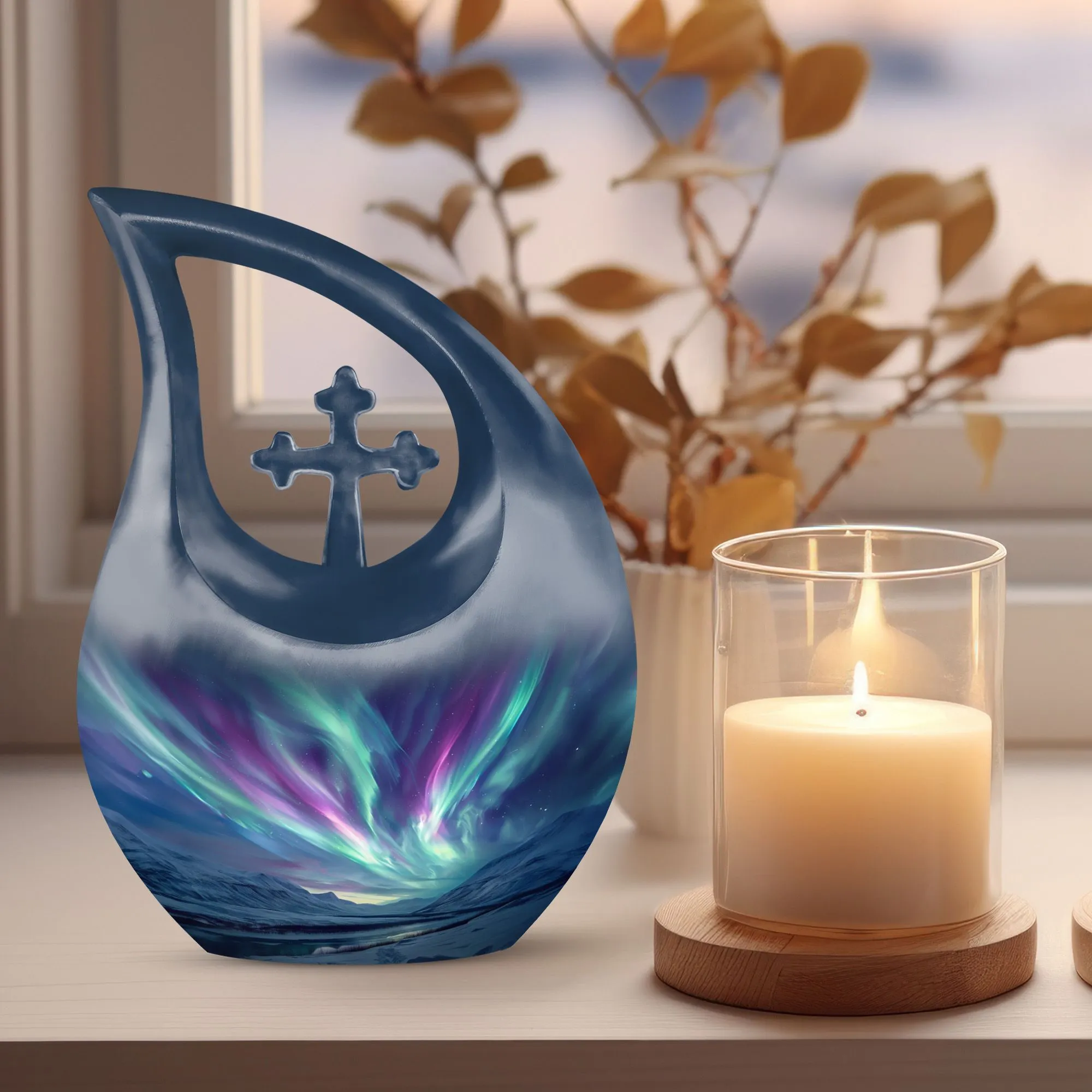 Northern Lights Tribute - Medium Size Memorial Cremation Urn