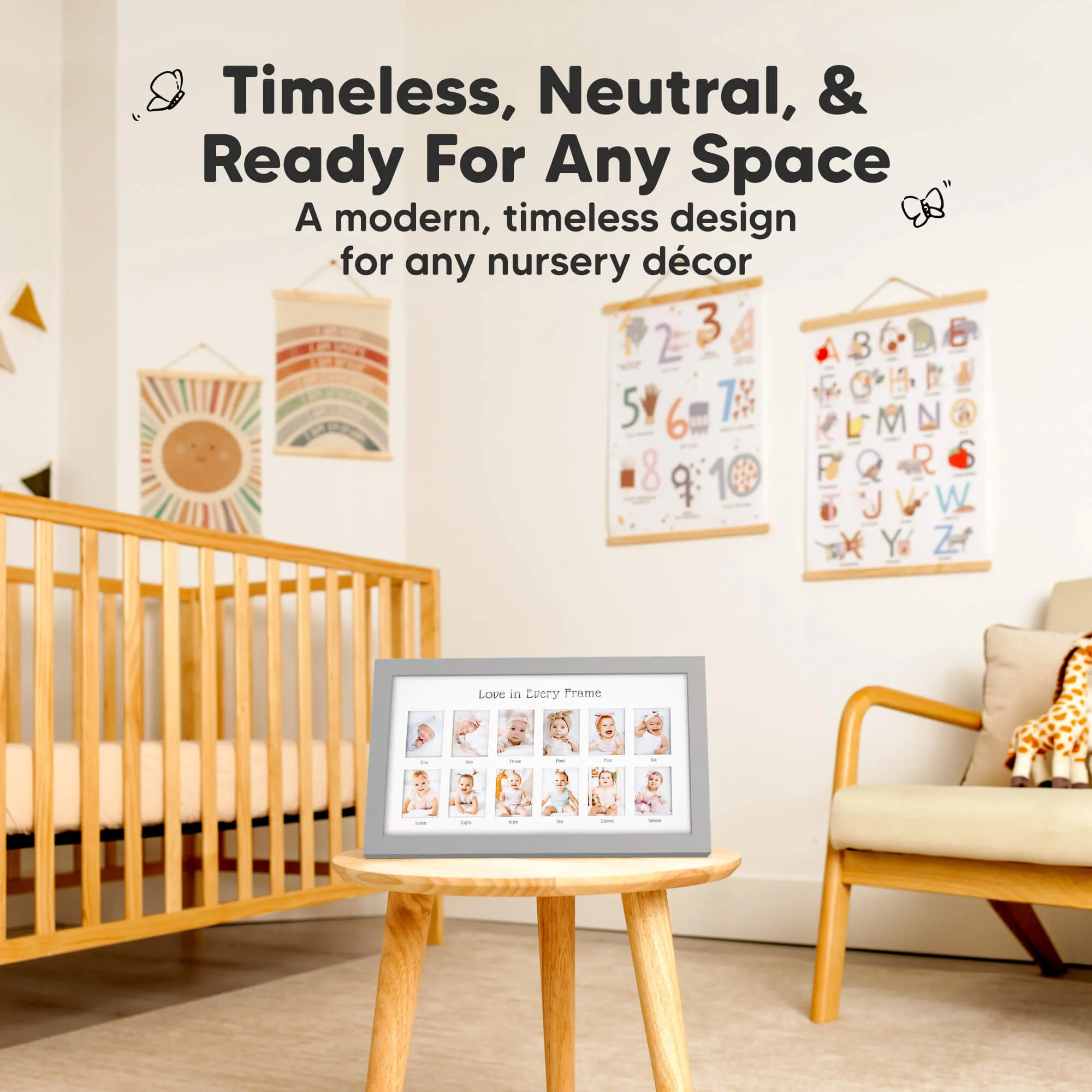 Nova Baby's First Year Picture Frame (Cloud Gray)