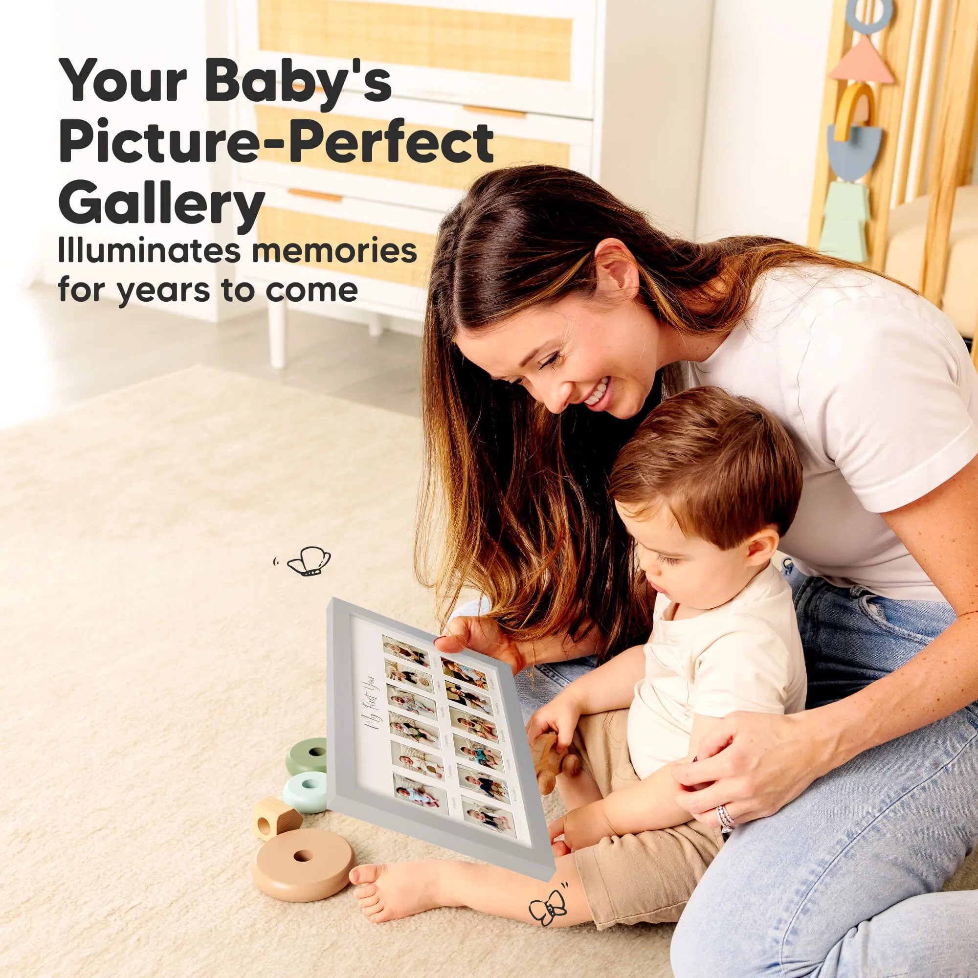 Nova Baby's First Year Picture Frame (Cloud Gray)
