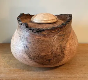 Oak Turned Urn with Natural Edge 47