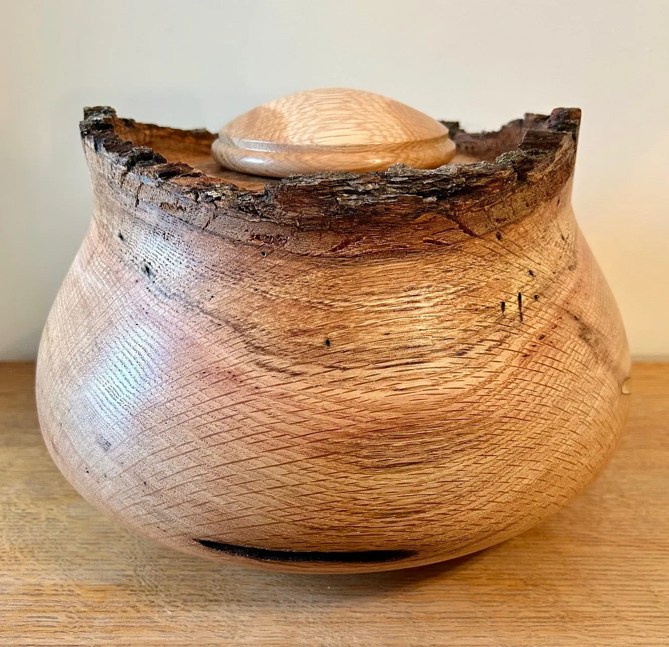 Oak Turned Urn with Natural Edge 47