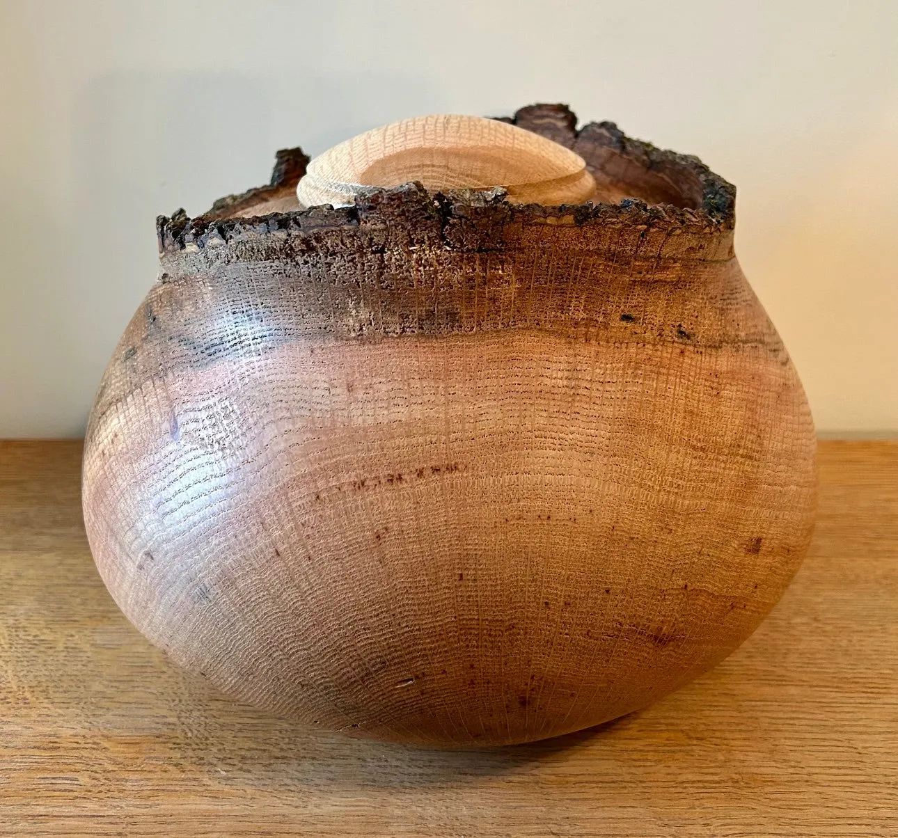 Oak Turned Urn with Natural Edge 47