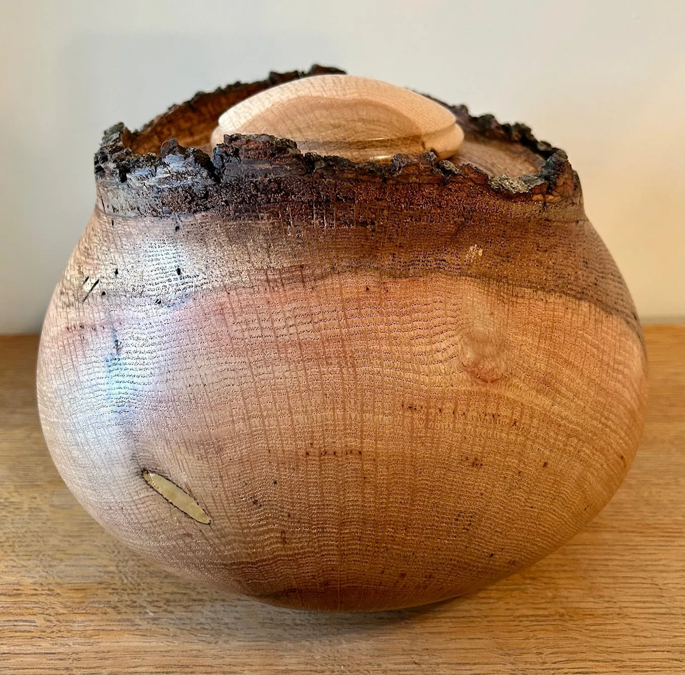 Oak Turned Urn with Natural Edge 47