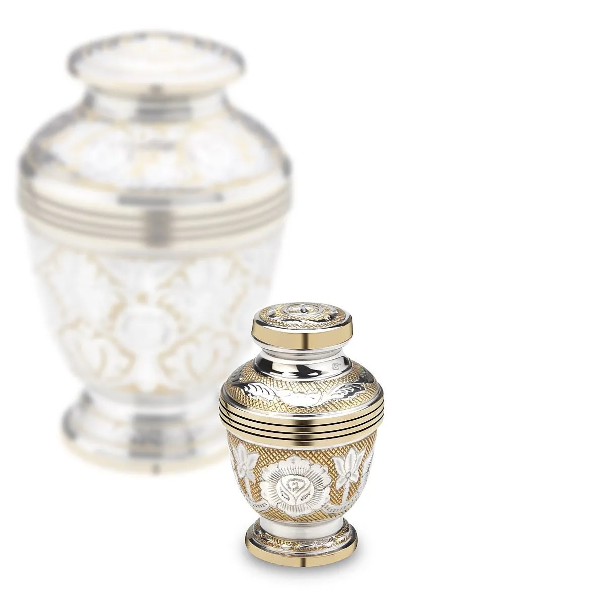 Ornate Floral Brass Cremation Urn